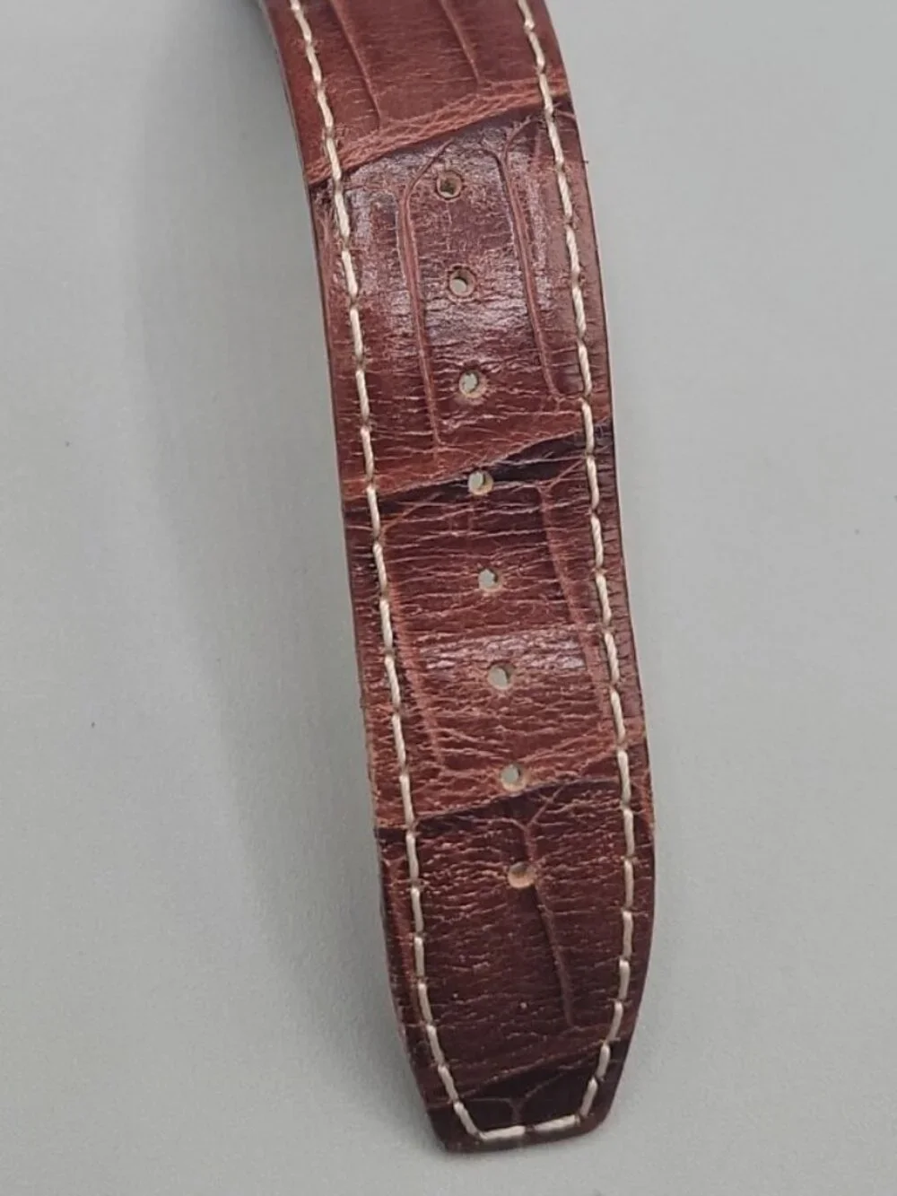 Kenneth Cole Reaction Mens Brown Watch KC1327 Croco Leather Band Date Display